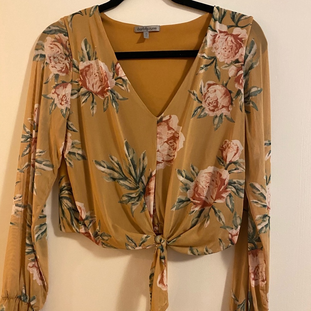 Floral yellow crop top
